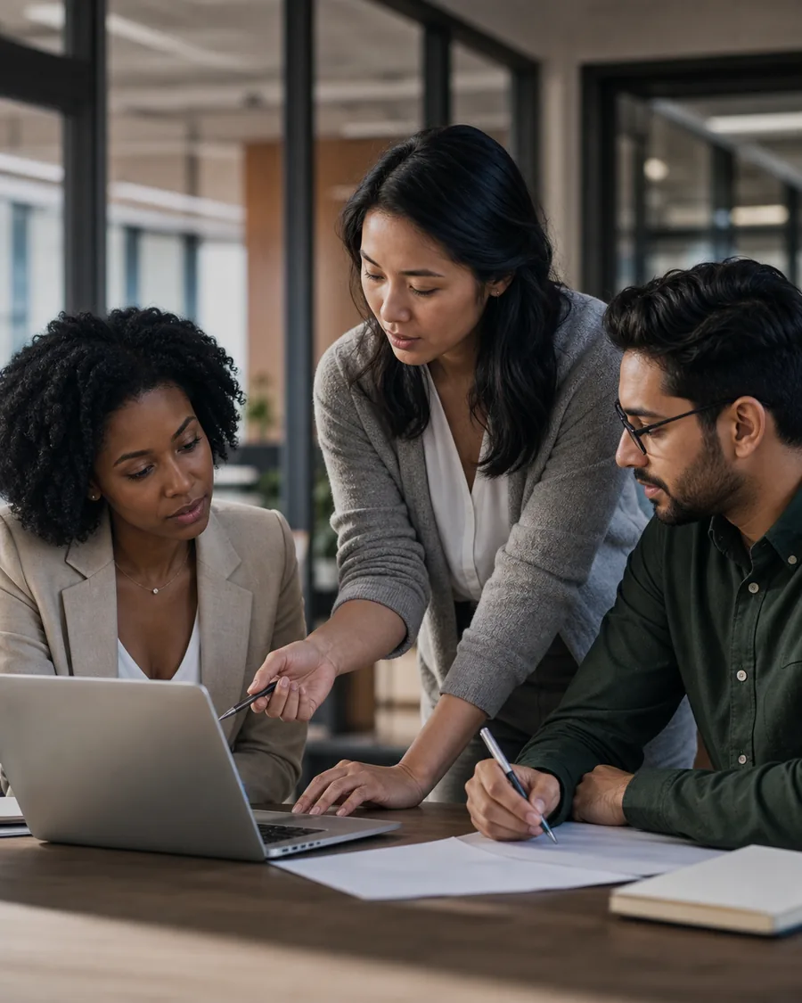 Recruiting professionals discussing a hiring plan